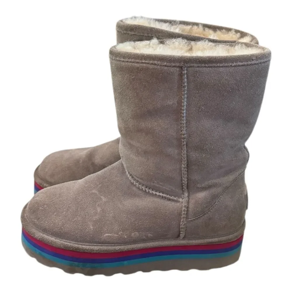 BEARPAW Retro Elle Short Womens Winter Boots Gray Fog 7